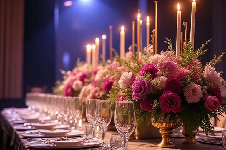 Lussuoso centrotavola per un evento aziendale